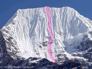 Mingma Sherpas geplante Route am Chobutse