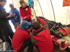Doctors take care of injured climbers