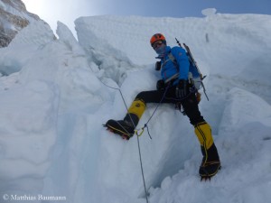 Matthias Baumann in the Khumbu Icefall