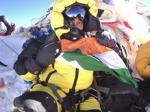 Chhanda on top of Everest in 2013