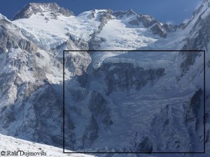 Diamir face, Messner route on the right side