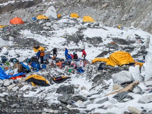Base Camp after the avalanche from Pumori