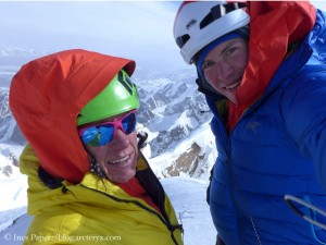 Ines and Luka Lindic on the summit of Kyzyl Asker 