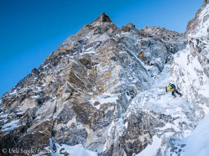Ueli Steck and David Goettler in Shishapangma South Face