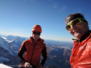 Kilian Jornet (l.) and Ueli Steck (r.) on the Eiger 