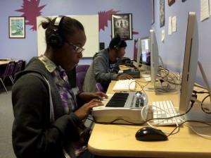 15-year-old Janelle Thomas is working on her own track in Xavier's class