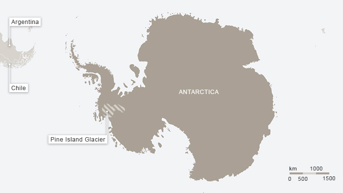 Pine Island Glacier covers a relatively small area but accounts for 20% of WEst Antarctic ice melt