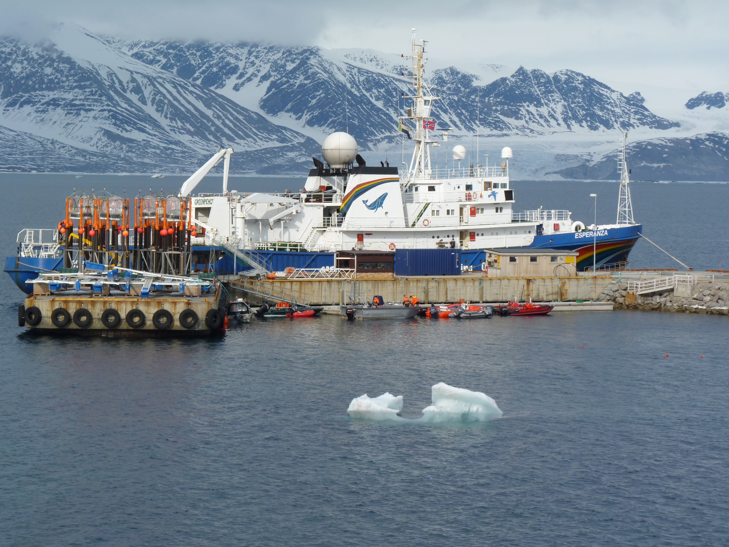 Equipment to measure ocean acidification await loading to Greenpeace ship Esperanza at Ny Alesund, 2010