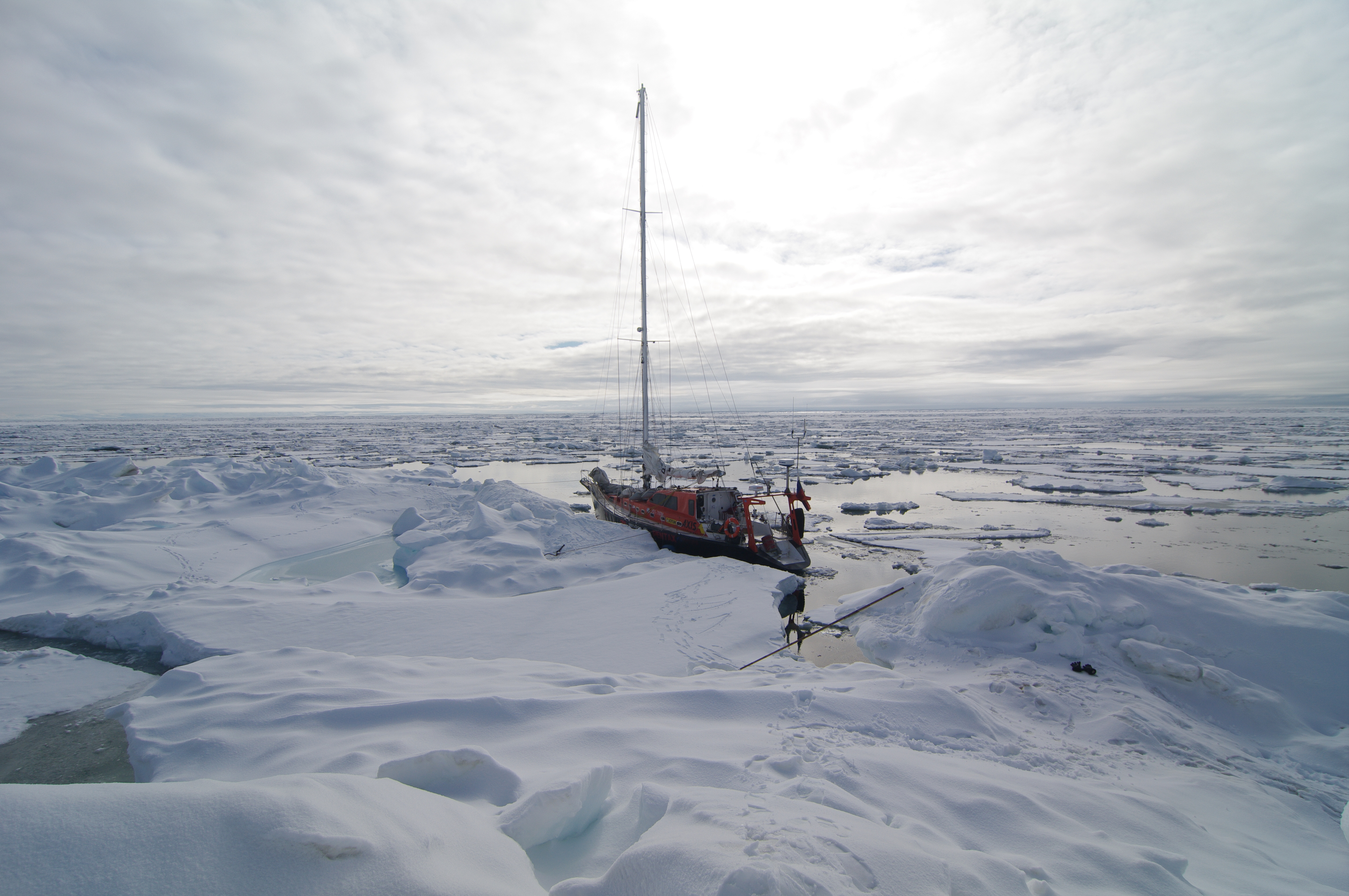Yacht Peter I seeking a passage through the ice (2010)