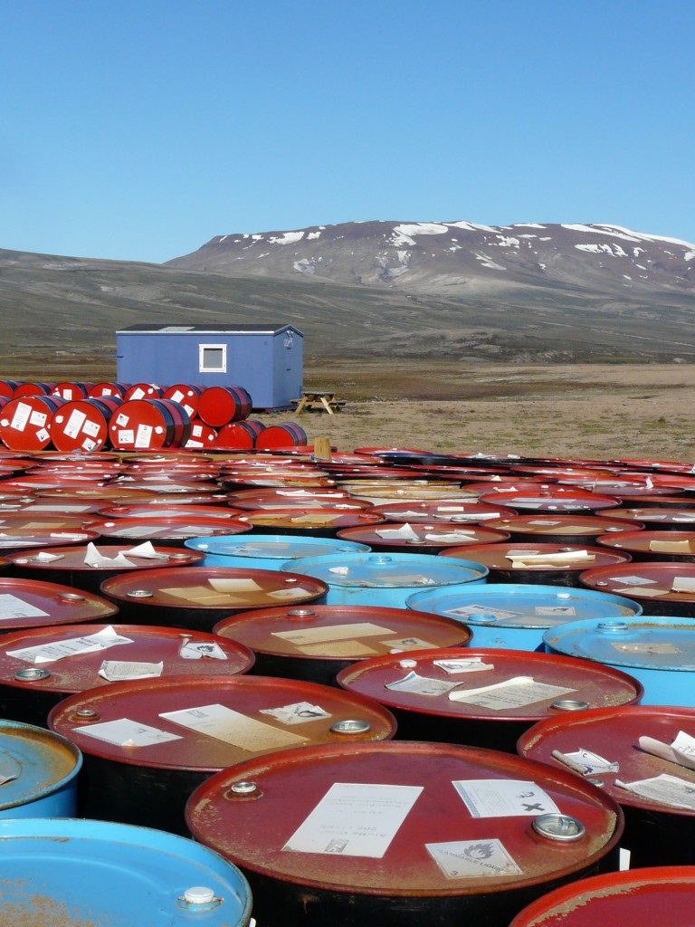 Fuel drums delivered to Zackenberg research station, Greenland (I.Quaile)