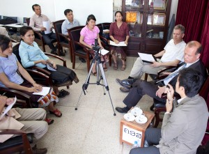 mock press conference with the German ambassador to Laos
